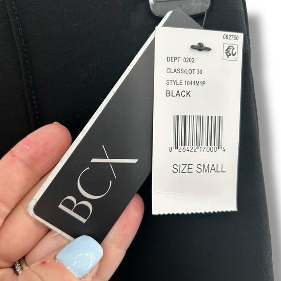 NEW BCX Black Pull On Dress Pants Small Seamed Flare Scuba Stretch Trousers Work - Picture 7 of 7